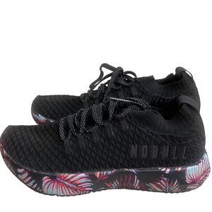 NOBULL Black Knit Runner Tropical Palm Athletic Training Shoes Womens 10.5/men 9